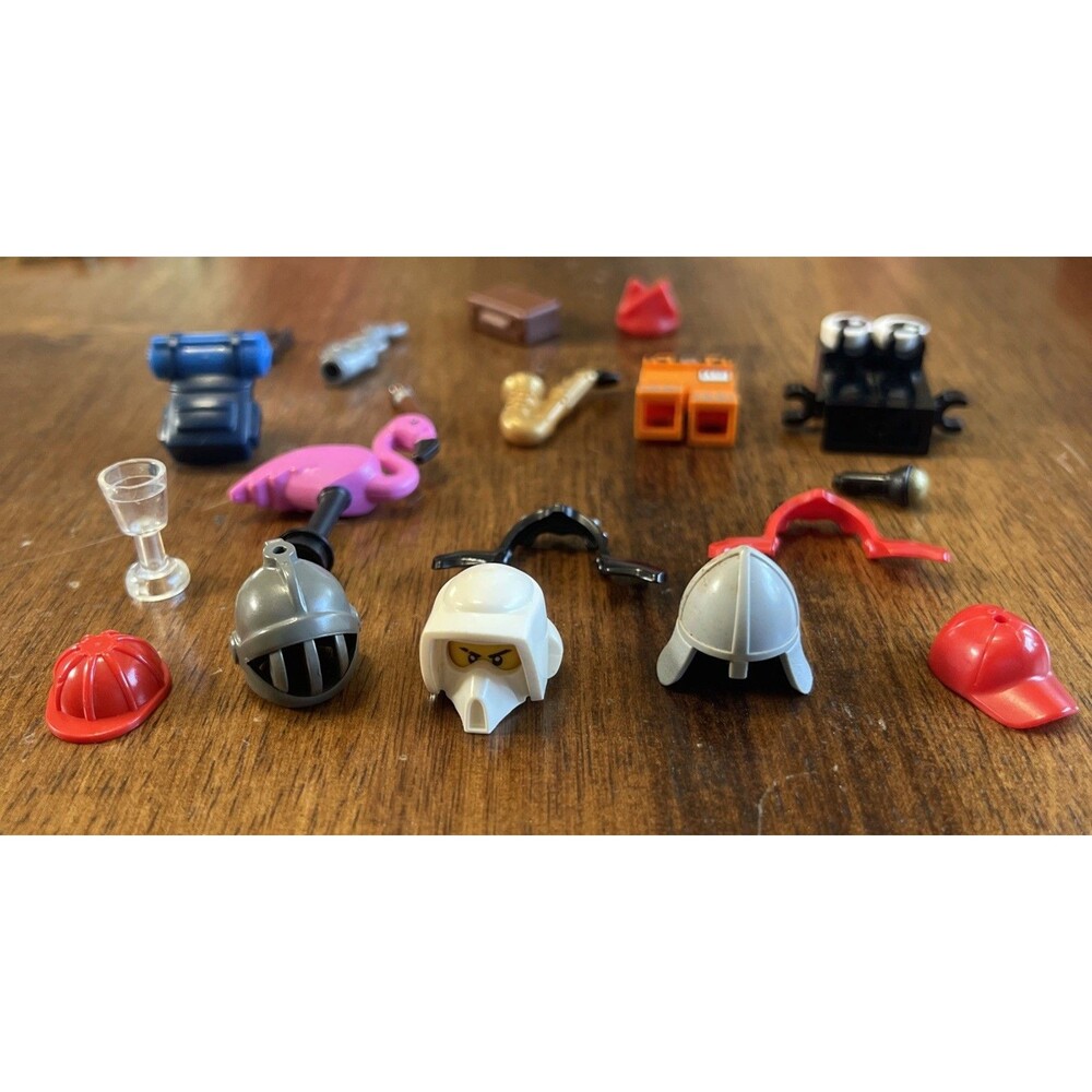 LEGO Minifigure Part Lot Of Helmets Hats & More (19) Pieces